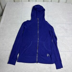 Victoria's Secret Womens Full Zip Sweatshirt Blue Embellished Logo Hooded M